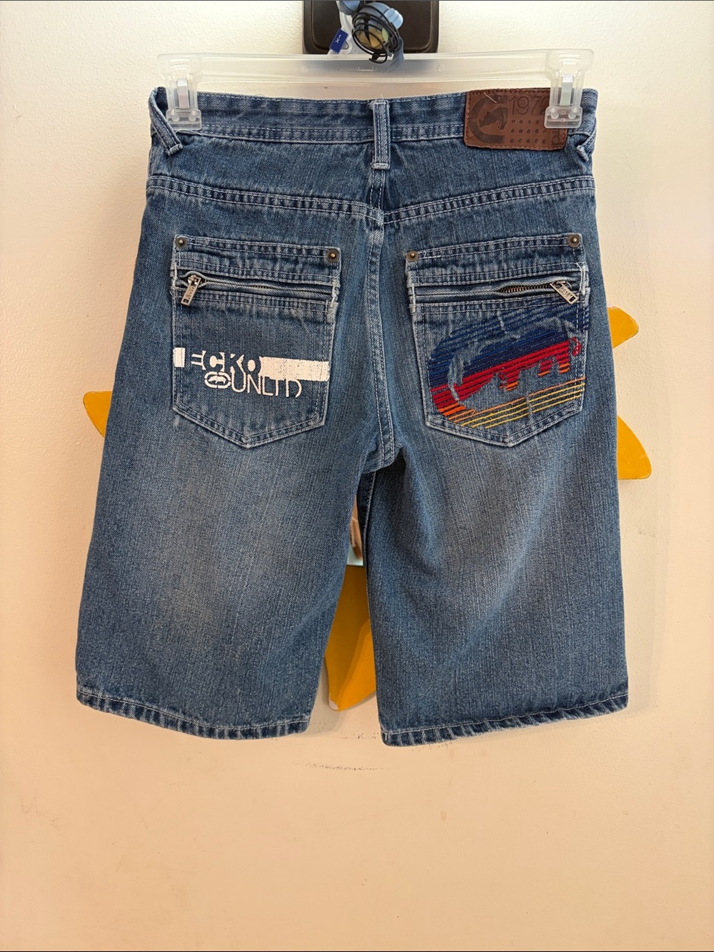 Ecko Unltd Denim Logo Patch Shorts - Blue Y2K Jorts Sz. 10 Boys